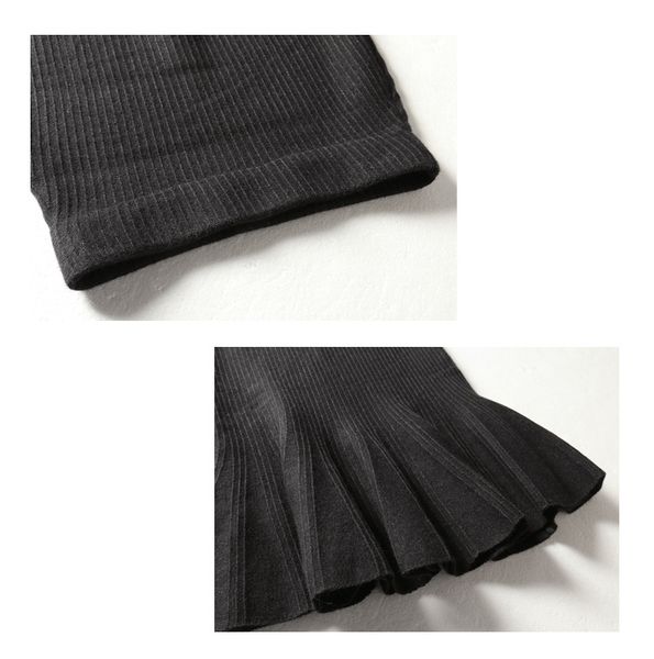 

2019 high waist women winter bodycon midi length skirt chic pure color women knitted mermaid skirt faldas jupe femme saia, Black