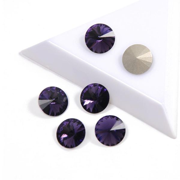 

yanruo 1122 color purple velvet rivoli fancy rhinestone pointback crystals rhinestones for nails art gems, Silver;gold