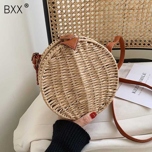 

bxx] weaving crossbody bags for women 2020 summer ladies round shaped handbags female travel shoulder messenger bag hl523