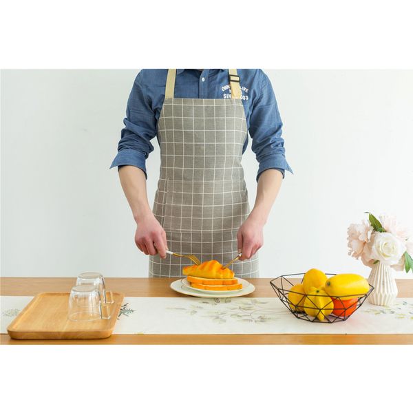 

adjustable kitchen oil-resistant apron waterproof cooking apron striped plaid chef apron, suitable for women's men's bib