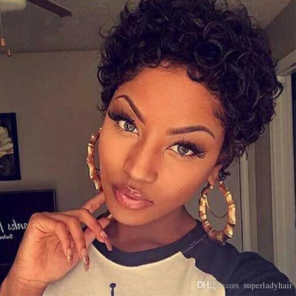 African Black Little Curly Hair Fluffy Realistic Short Curly Hair