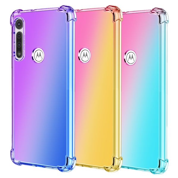 

airbag gradient color case for moto g8 plus/moto e6 play/moto one macro cases anti shock soft clear tpu cover funda hoesje etui coqu