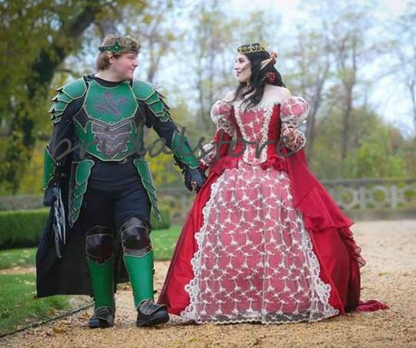 Fantasia rainha vermelha gótico vestidos de casamento halloween medieval país jardim uma linha vestido de casamento com renda mangas compridas espartilho brid216p