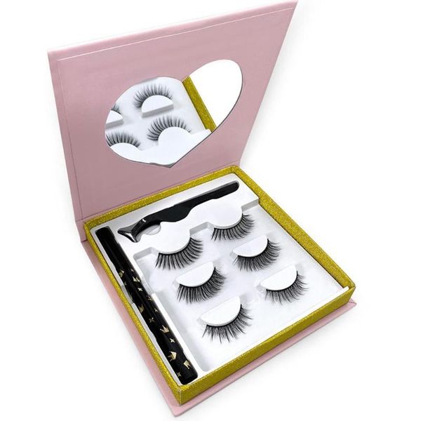 

высококачественный костюм накладные ресницы и подводка для глаз комплект без клея немагнитный 3 пары водонепроницаемый многоразовый ресницы