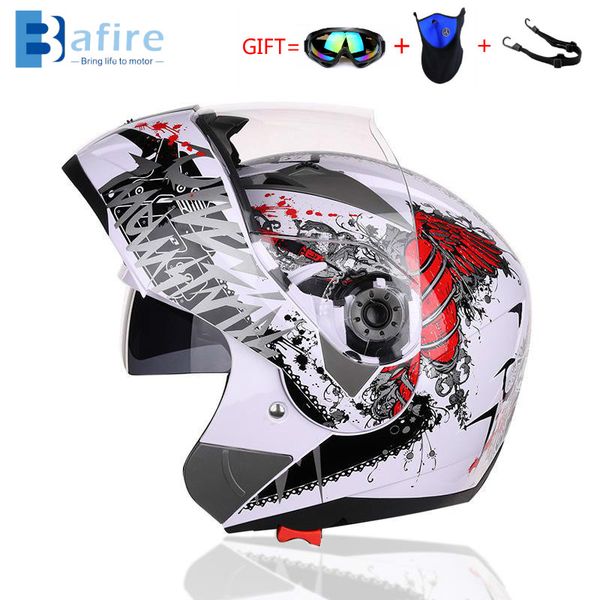 

bafire abs men full face motorcycle helmet dual lens moto riding material adventure motocross helmet motorbike dot certification