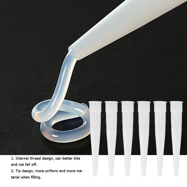 

6pcs caulking nozzle plastic glass glue nozzle structural glue mouthes inner caulking gun plastic glass