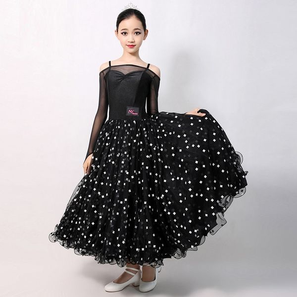 

girls dance costumes for kids ballroom dancing waltz dance dress for girls flamenco dress kids ballroom dresses foxtrot, Black;red