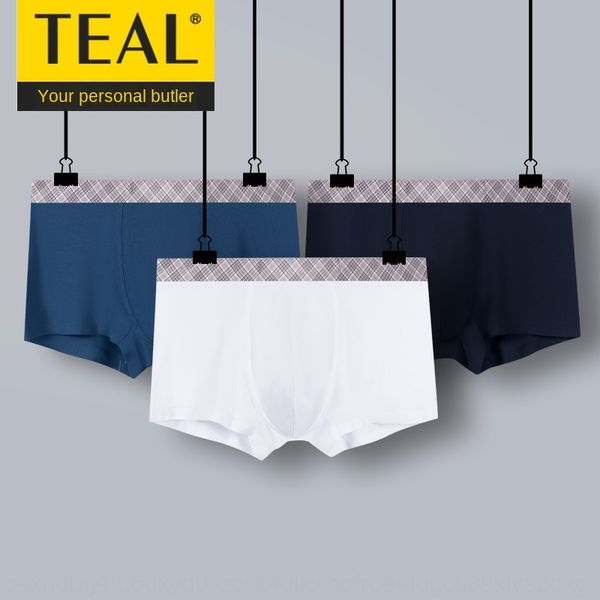 

teal80 bottles of lanjing modal men's traceless underwear underwear chitin antibacterial inner plaid trousers head, Black;white