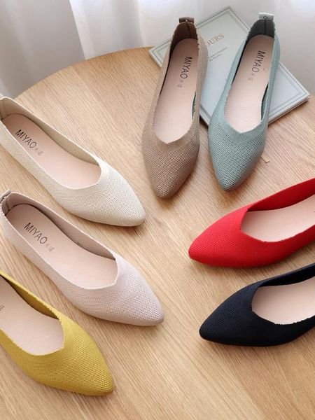 

shoes woman 2020 shallow mouth autumn female footwear casual sneaker pointed toe slip-on soft knitting flats new fall dress, Black