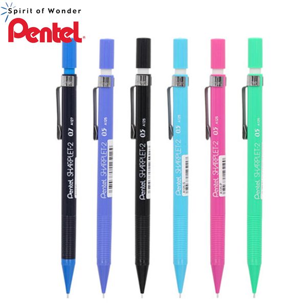 

3 pieces pentel sharplet-2 a125-p mechanical pencil menurut pensil bergerak 0.5mm japan black/blue/green/light blue/pink color, Blue;orange