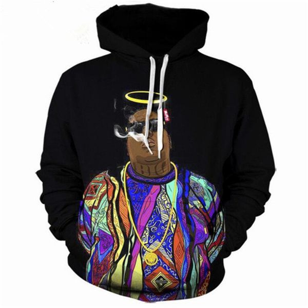 

новый рэпер notorious b.i.g. biggie smalls tupac 2pac 3d печати толстовки мода одежда женщины / мужчины забавный 3d hoodiest повседневный пу, Black