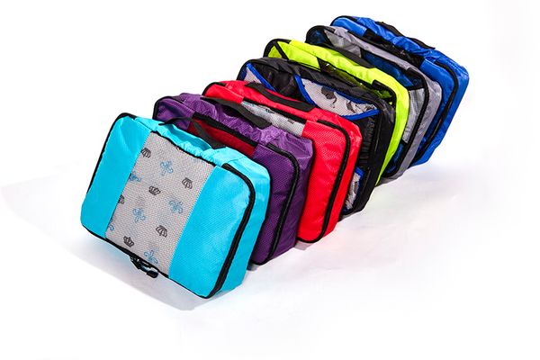 

qiuyin packing cube travel bag system durable 5 pieces one set large capacity of clothing sorting nylon organize bag