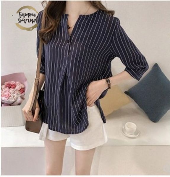 

new summer plus size 4xl white shirt female big sizes striped casual women blouse shirt chiffon female blusas 0753 30
