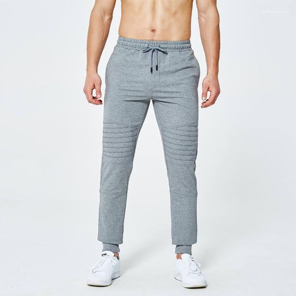 

mens spring clothes mens designer pants mens drawstring straight solid color full length pants males sports feet pants, Black