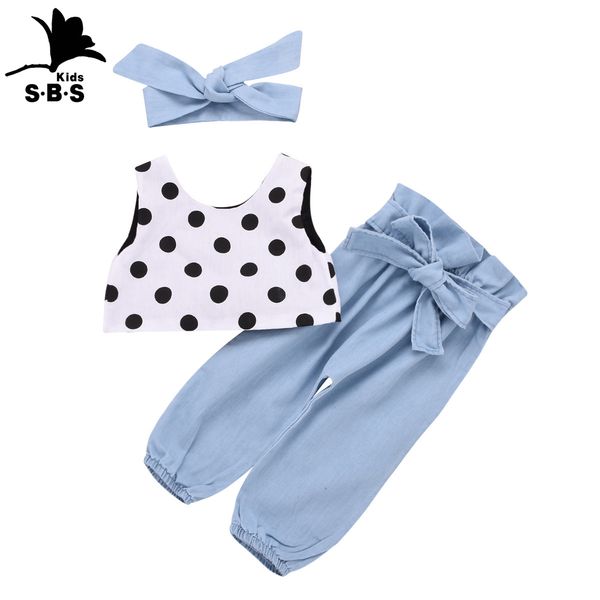 

2019 new arrival summer baby girls set 3 piece set vest with bow and jeans with accessories girls clothes toddler girl clothes, White