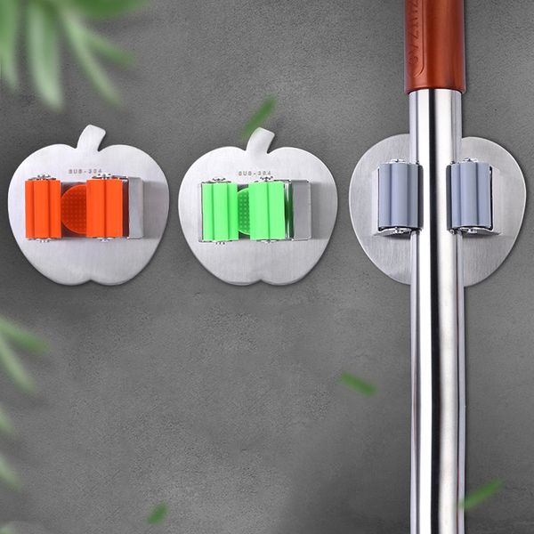 

new style wall mounted mop organizer holder brush broom hanger storage rack kitchen clip seamless mop hook with mounted hangin