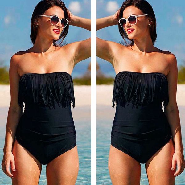 

tube ruffle solid bikini bathing bodysuit women string swimsuit bodysuits high cut swimwear women 2019, White;black