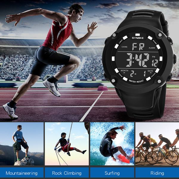 

synoke men watches led waterproof digital fashion sport watch sport men's male watches fitness clock g50, Slivery;brown