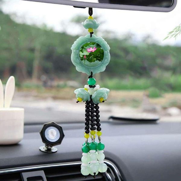 

home interior decorative hanging 20cm craft car pendant rearview mirror ornament gift imitation crystal jade diy exquisite