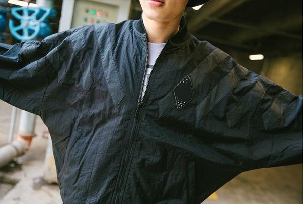 

new oversize windbreaker designer jackets streetwear brand white black sweatershirt coat zipper hoodies casual outerwear batwing b100028l, Black;brown