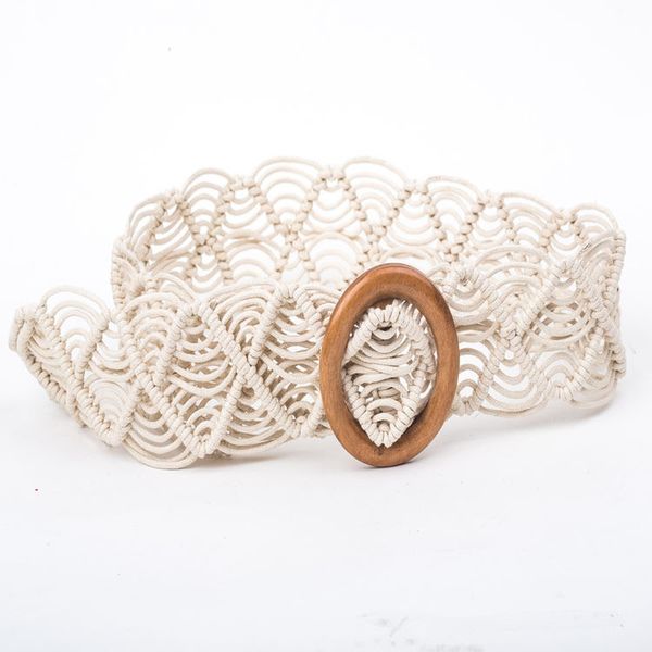 

bohemian women wide belt crochet woven cummerbunds female waistband trendy vintage casual ladies summer dress belt 2019, Black;brown