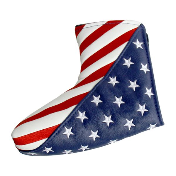 

golf putter club head cover & usa flag embroidery - performance pu leather