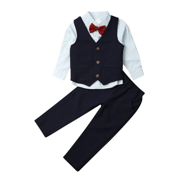 

formal for toddler kids baby boys clothes cotton shirt pants + jacket tuxedo outfits set, White