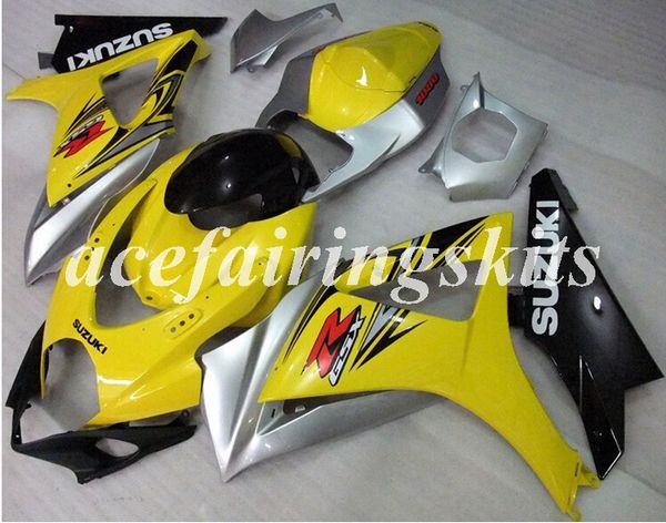

4 подарки новый abs мотоцикл полный обтекатели комплект подходит для suzuki gsx-r1000 k7 2007 2008 07 08 кузов набор желтый серебро