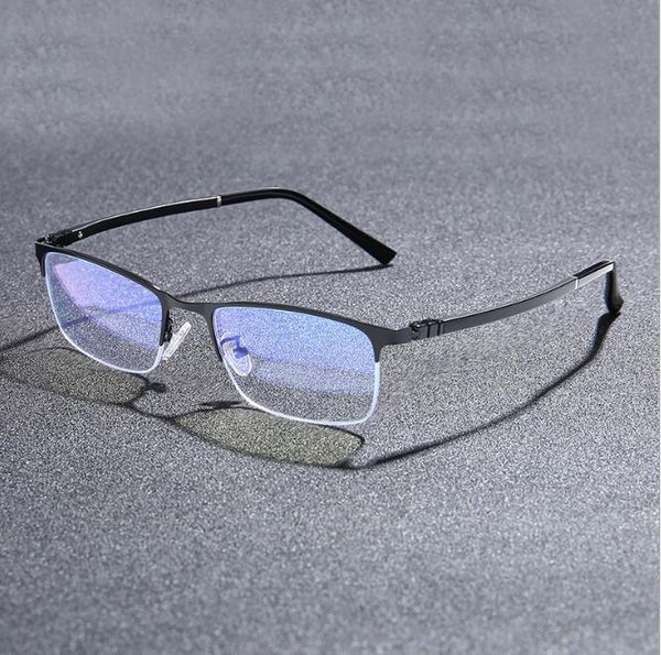 

business simple frame myopia half frame glasses frame men's metal anti-blu-ray glasses, White;black