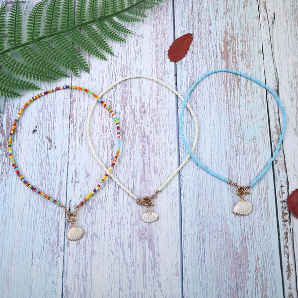 

beads necklaces choker bohemian cowrie shell pendant multicolor chokers charm long statement collar trendy summer jewelry gift, Silver