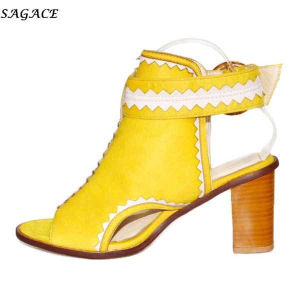 

sagace 2020 new womens fashion open toe low-heeled buckle strap casual shoes roman sandalas high heel casual sandals, Black