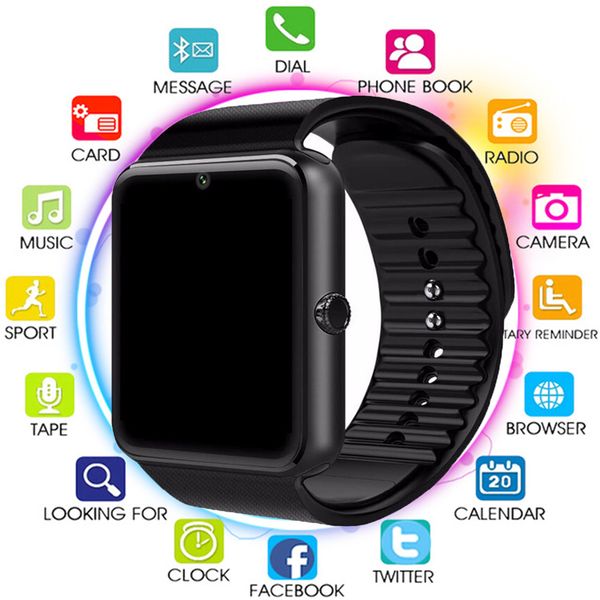 

smart watch gt08 bluetooth men with touch screen smartwatch big battery support tf sim card camera for ios iphone android phone