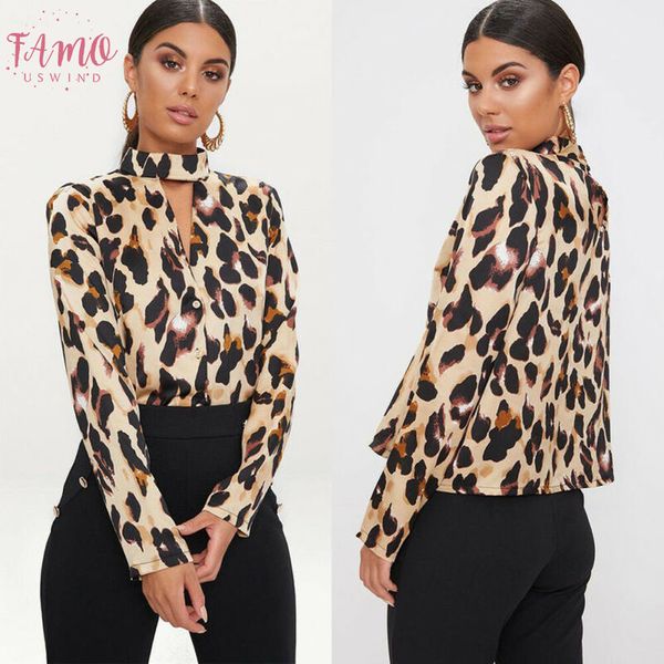

2020 fashion womens leopard v neck elegant bodycon low cut long sleeve blouse autumn shirt blusas mujer de moda, White