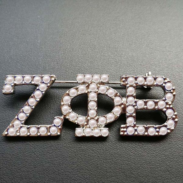 

drop shipping zeta phi beta sorority letters lapel pin zpb pearl brooch jewelry, Gray