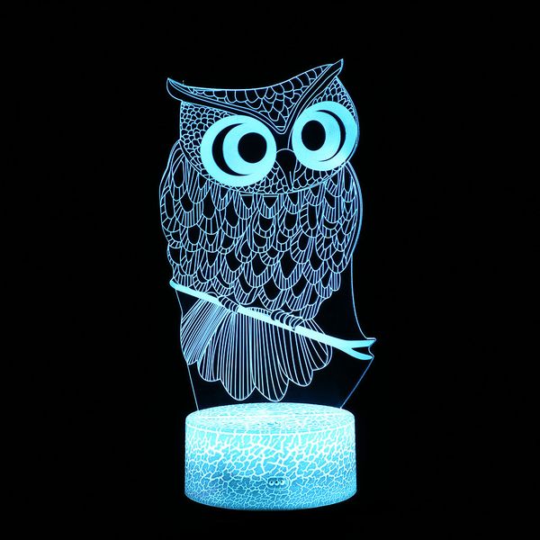 

led 3d owl illuminated lamp home bedroom optical illusion desk night light with 7 color changing night light kids gift lamp
