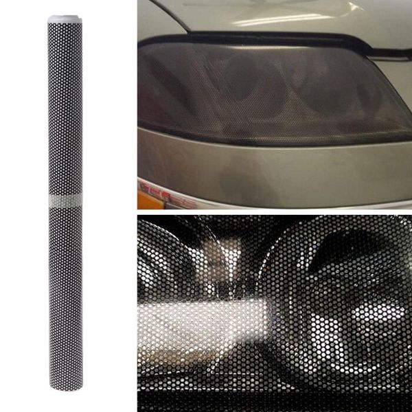 

1 roll 30x106cm tinting perforated mesh film -eye mot legal tint car front rear headlight light bulb