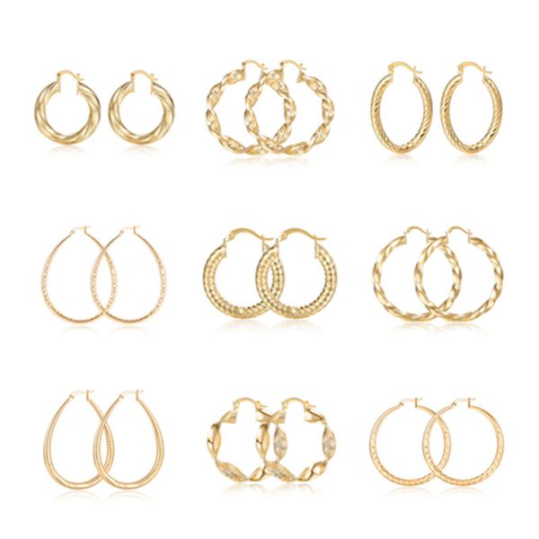 

gold alloy drop earrings for women exaggeration earrings simple fashion jewelry accessories female vintage circle 2020, Golden;silver