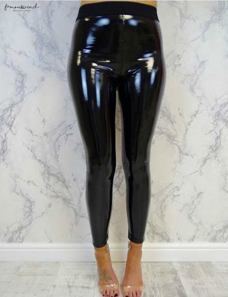 

strethcy womens leather long pants ladies soft faux shiny wet look leggings trouser pants bottoms drop shipping, Black;white