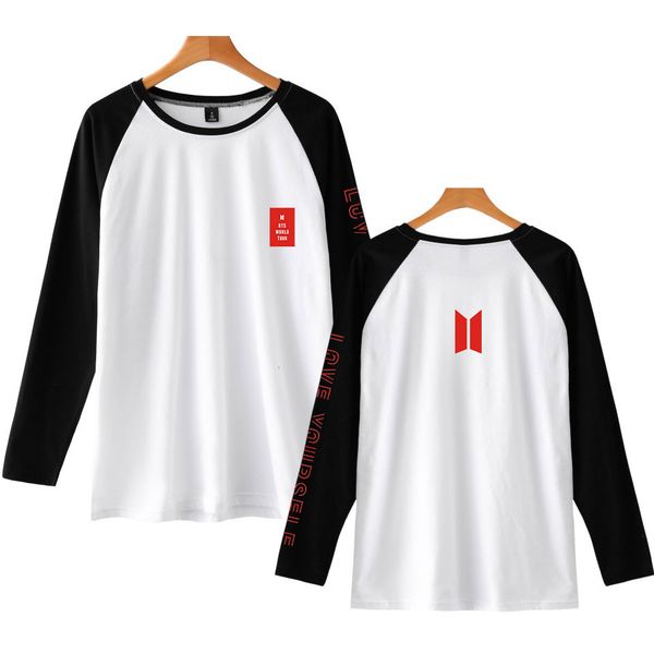 

bts trend 2019 love yourself insert shoulder long sleeves shirt t shirts, Gray;blue