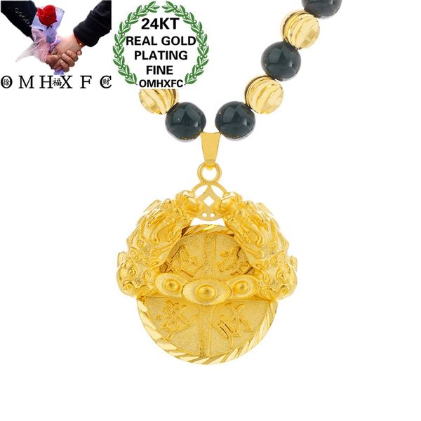 

omhxfc wholesale nl231 european fashion woman man party birthday wedding gift vintage ingot pixiu 24kt gold pendant necklace, Silver