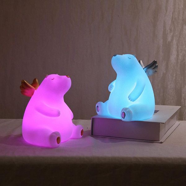 

bear night light silicone night lamp color light kids cute night lamp bedroom boy light gift toy pressure reducer 10097