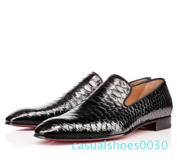 

2019 new brand red bottom loafers luxury party wedding shoess designer black patent leather suede dress shoes for mens slip on flats c30
