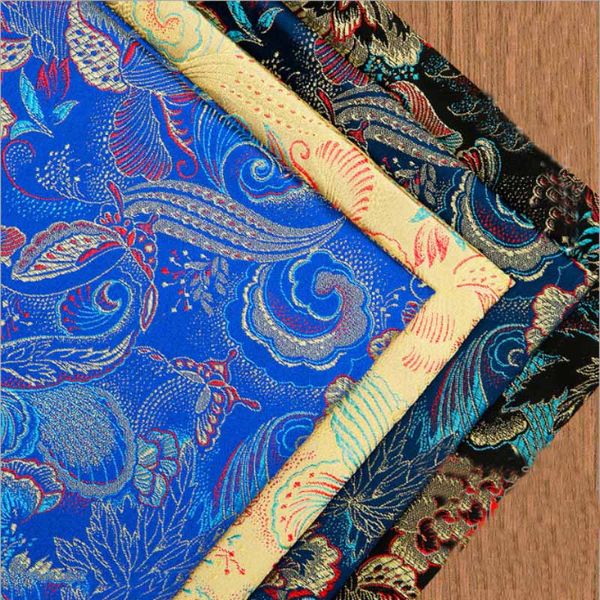 

75cm*100cm simulation silk brocade butterfly peony antique diy clothing silk cloth satin furniture sofa cushion cloth, Black;white