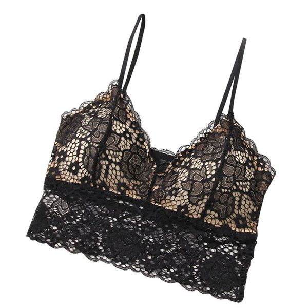 

women lingerie lace v neck floral bralette bra tank camis bras crop, Black;white