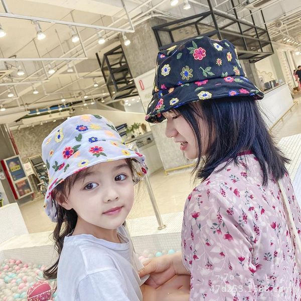 

flower cotton family matching hats spring summer kids boys girls sun hats autumn fisherman hat beach caps, Yellow