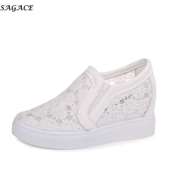 

sagace new women's fashion casual women's summer fashion increased breathable shoes hollow flat solid color shoes, Black