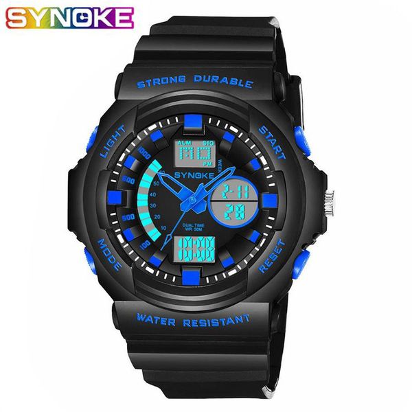 

synoke sport men digital wristwatch black luxury led quartz double time 50m waterproof male outdoor running clock, Slivery;brown
