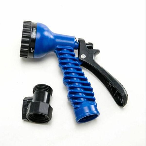 

2021 latex 100 ft expanding flexible garden water hose with spray nozzle blue
