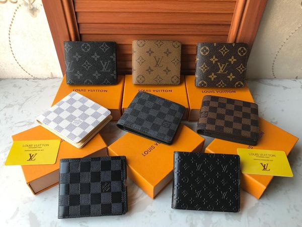 

2019 new bag billfold plaid pattern women wallet men pures high-end designers wallet with box, Red;black