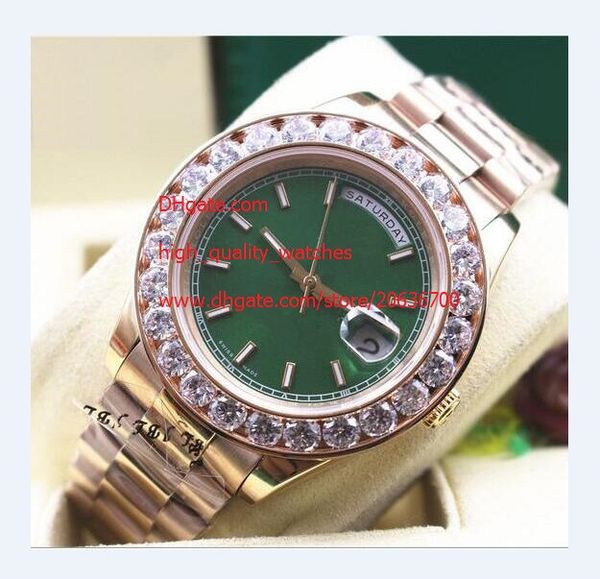 

factory supplier new mens 116610 yellow gold 41mm bigger diamond watch automatic movement men watches green dial, Slivery;brown